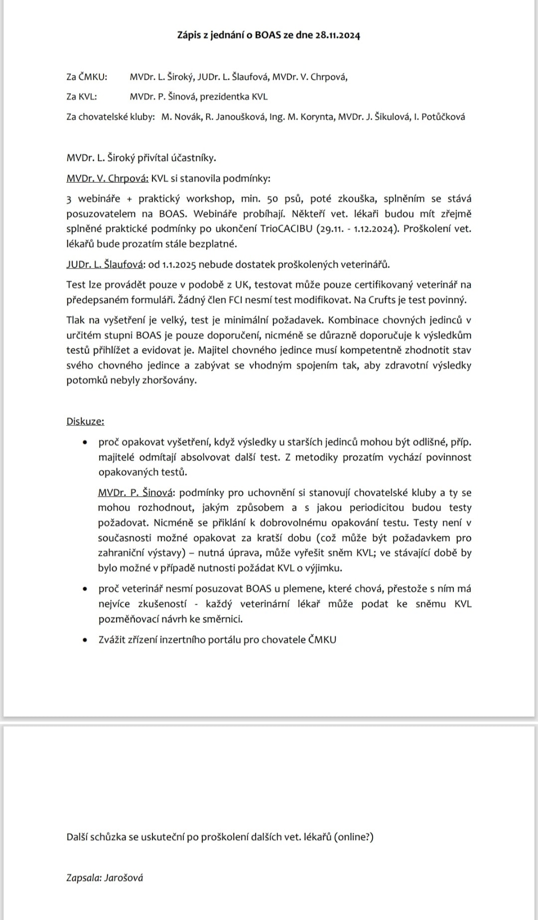 Boas schuzka 28.11.2024